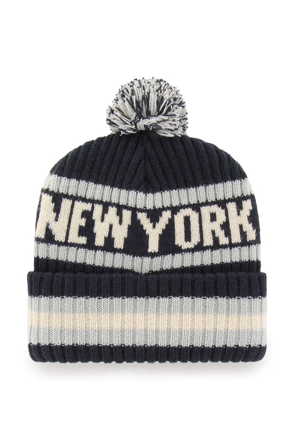 Шапка з помпоном 47 brand MLB New York Yankees колір чорний