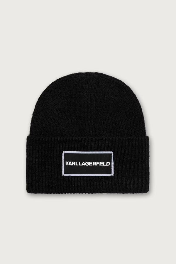 Шапка beanie з додаванням вовни Karl Lagerfeld колір чорний
