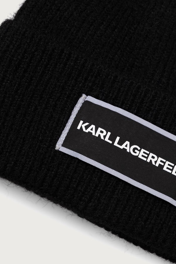 Шапка beanie из добавлением шерсти Karl Lagerfeld цвет черный фото 2