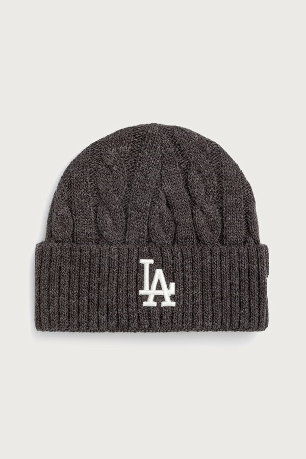 Шапка beanie з додаванням вовни New Era SHORT CUFF колір сірий