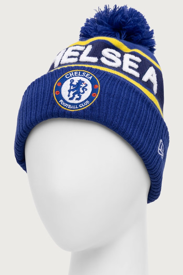 Шапка с помпоном New Era SPORT CUFF CHELSEA FC LION CREST цвет голубой