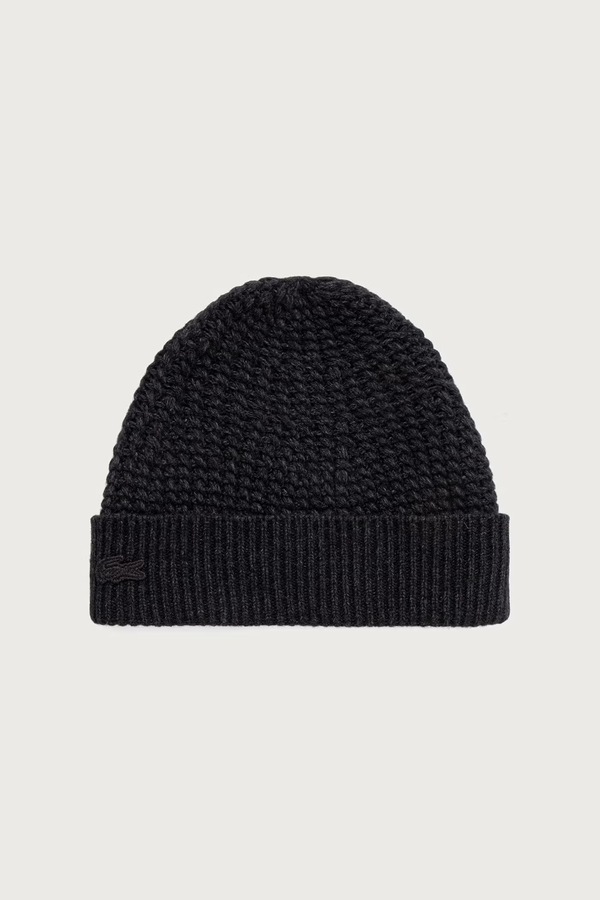 Шапка beanie з вовною Lacoste колір сірий