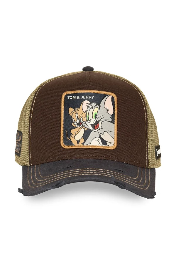Кепка з бавовною Capslab x Tom & Jerry колір коричневий