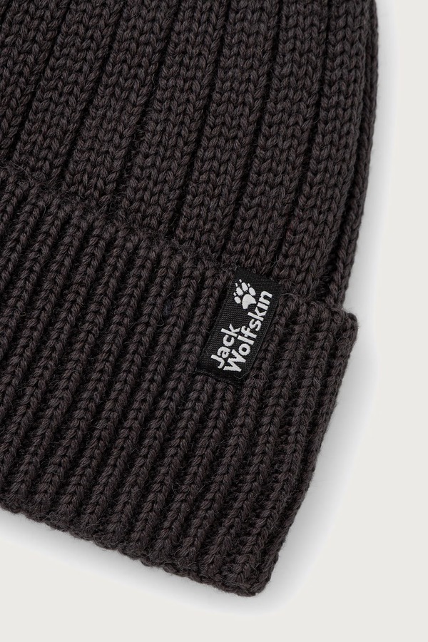 Шапка з помпоном з вовною Jack Wolfskin колір сірий фото 3