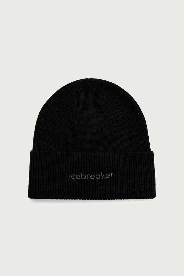 Шапка beanie із мериносової вовни Icebreaker Merino All Day колір чорний