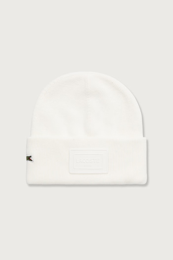 Шапка с хлопком Lacoste цвет белый