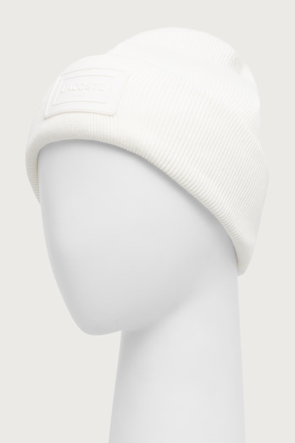 Шапка з бавовною Lacoste колір білий