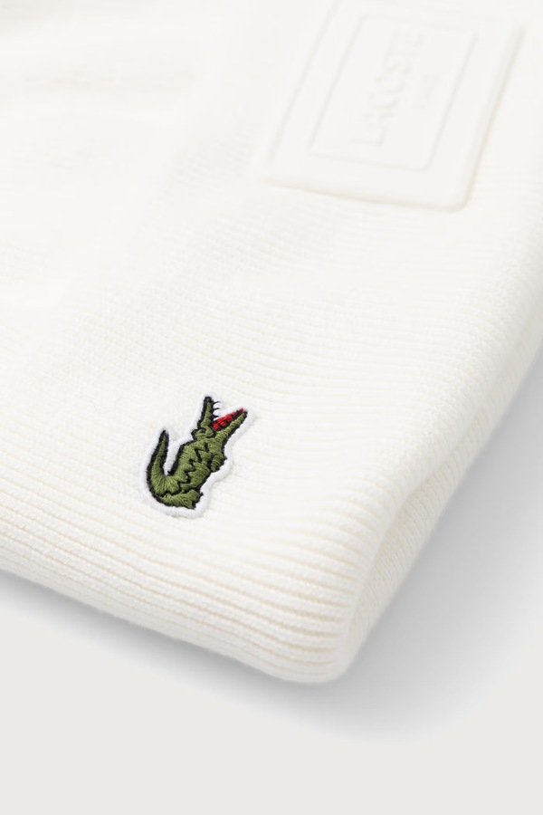 Шапка з бавовною Lacoste колір білий фото 2