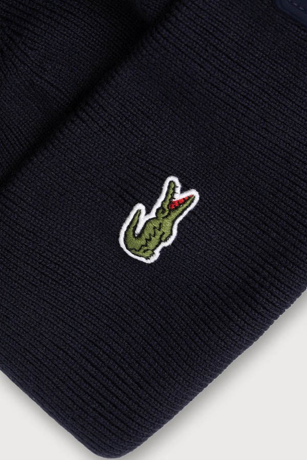 Шапка з бавовною Lacoste колір темно-синій фото 4