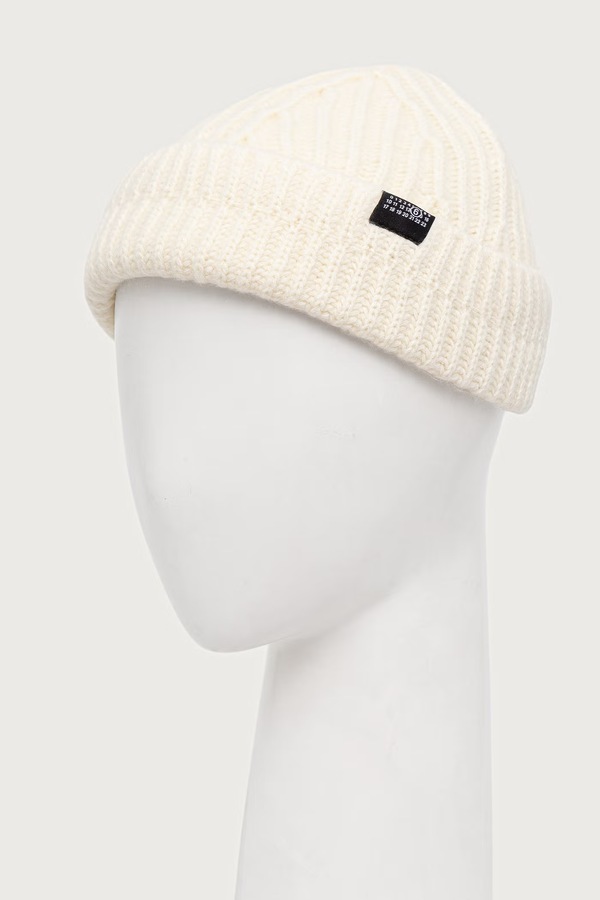 Шапка beanie с шерстью MM6 Maison Margiela цвет бежевый