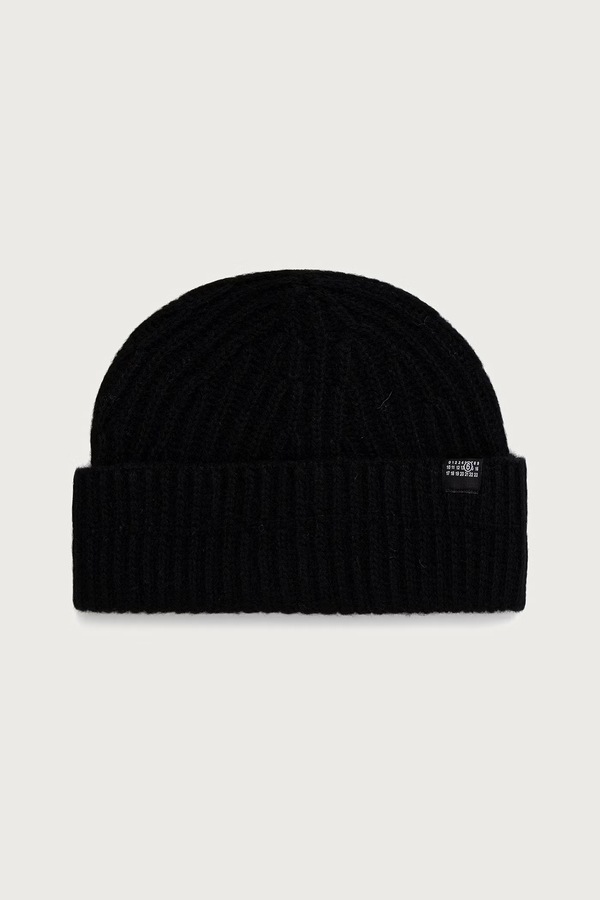 Шапка beanie з вовною MM6 Maison Margiela колір чорний