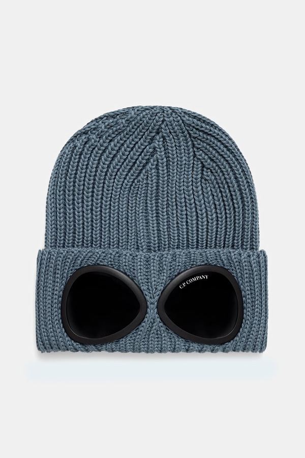 Шапка beanie вовняна C.P. Company колір блакитний