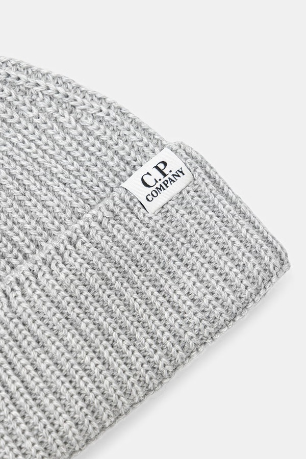 Шапка beanie із мериносової вовни C.P. Company колір сірий фото 2