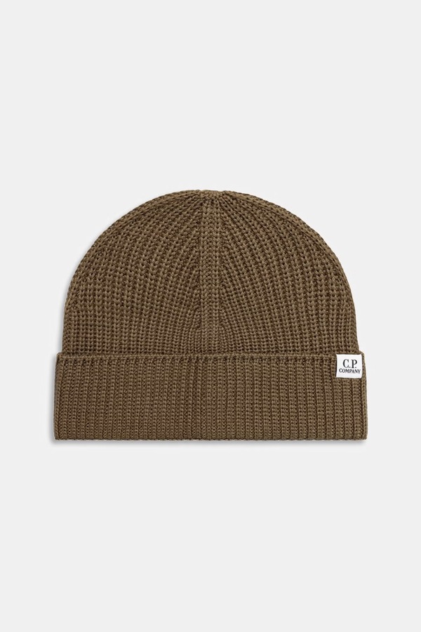 Шапка beanie из мериносовой шерсти C.P. Company цвет оранжевый