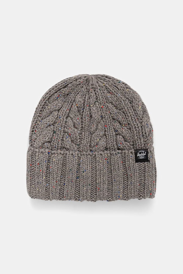 Шапка beanie из добавлением шерсти Herschel Ellis Cable цвет серый