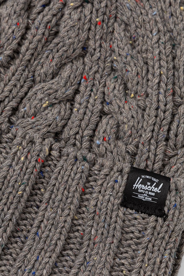 Шапка beanie з додаванням вовни Herschel Ellis Cable колір сірий фото 2
