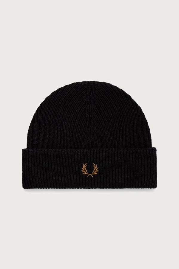 Шапка beanie шерстяная Fred Perry цвет черный