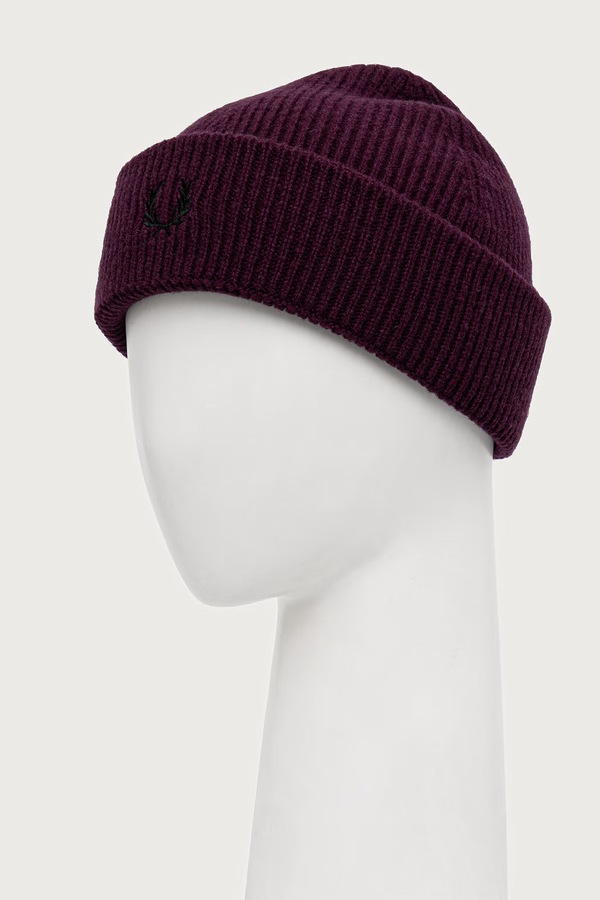 Шапка beanie шерстяная Fred Perry цвет фиолетовый