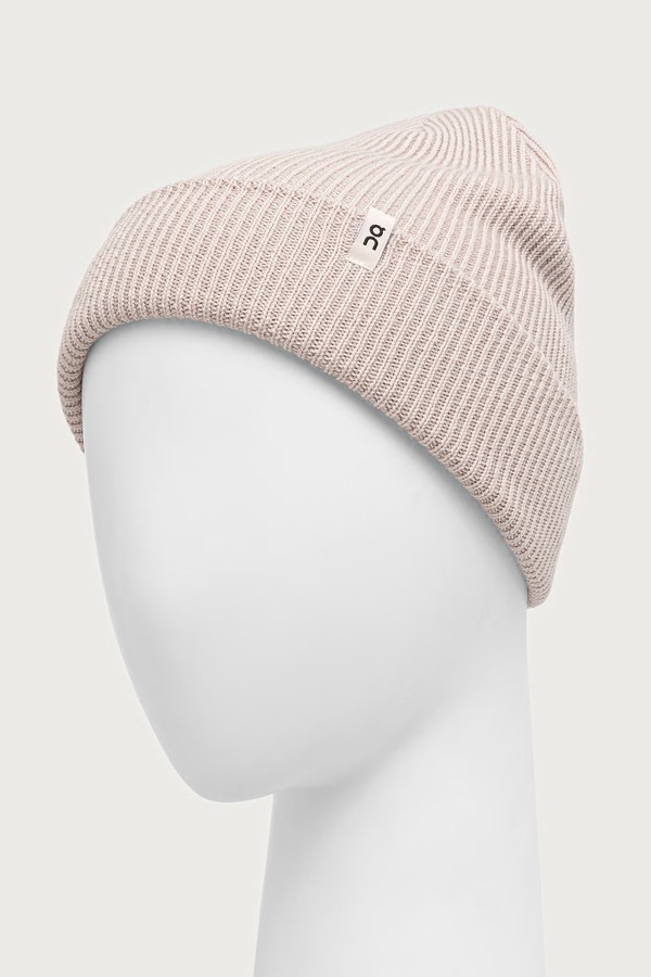 Шапка beanie із мериносової вовни On колір бежевий