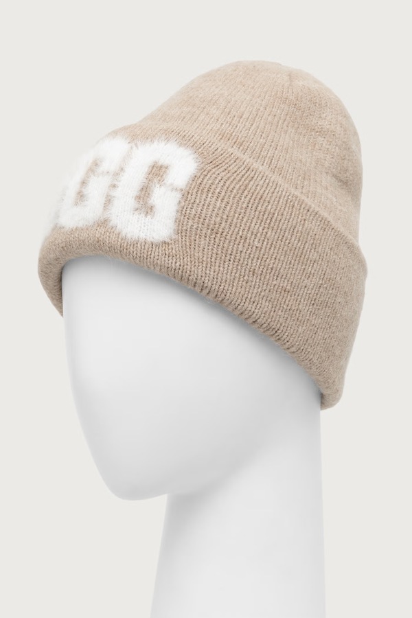 Шапка beanie з додаванням вовни UGG колір бежевий фото 2