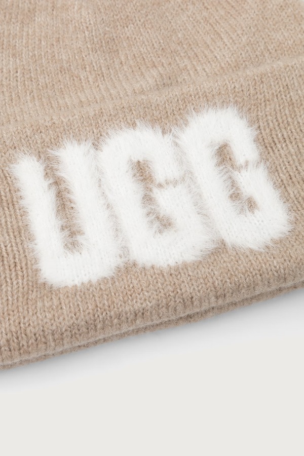 Шапка beanie з додаванням вовни UGG колір бежевий фото 3