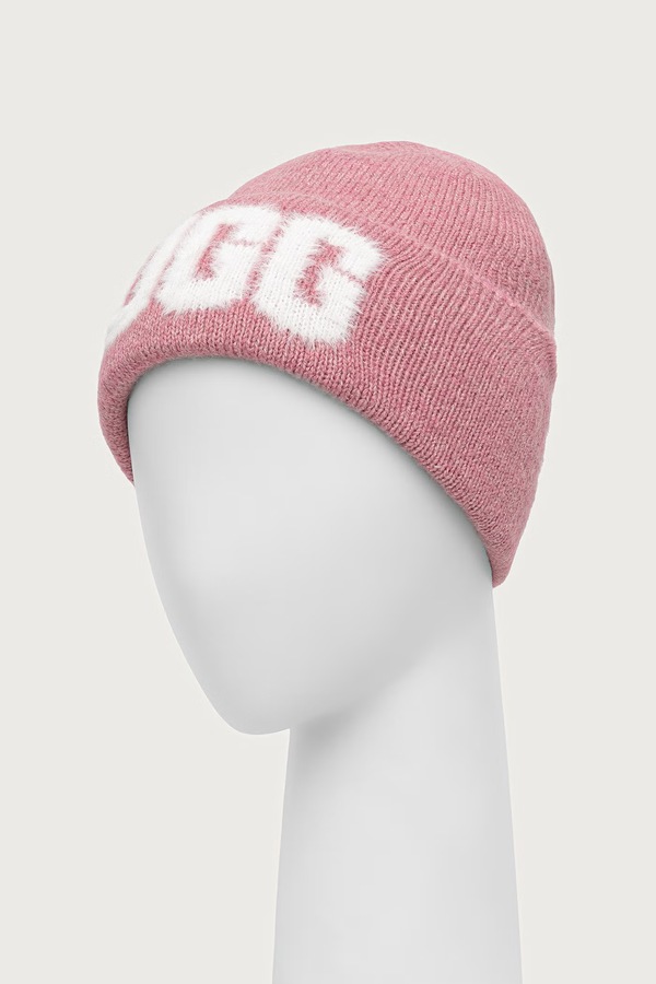 Шапка beanie з додаванням вовни UGG колір рожевий фото 3