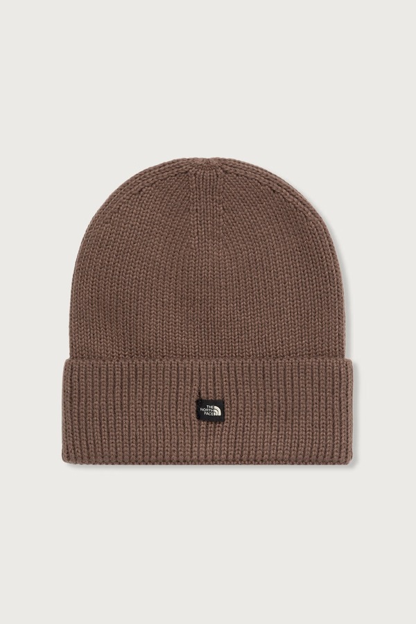 Шапка The North Face beanie MINI LOGO колір коричневий