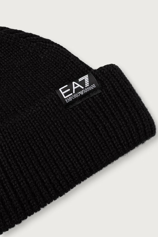 Шапка beanie з вовною EA7 Emporio Armani колір чорний фото 3