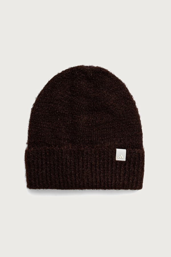 Шапка beanie с шерстью adidas Soft Lux цвет коричневый