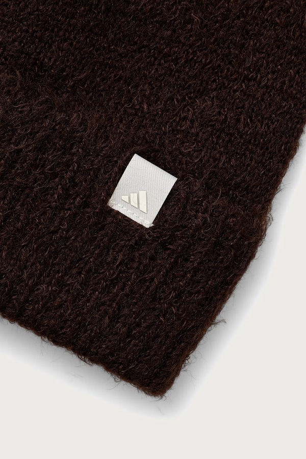 Шапка beanie з вовною adidas Soft Lux колір коричневий