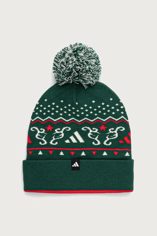 Шапка з помпоном adidas XMAS колір зелений
