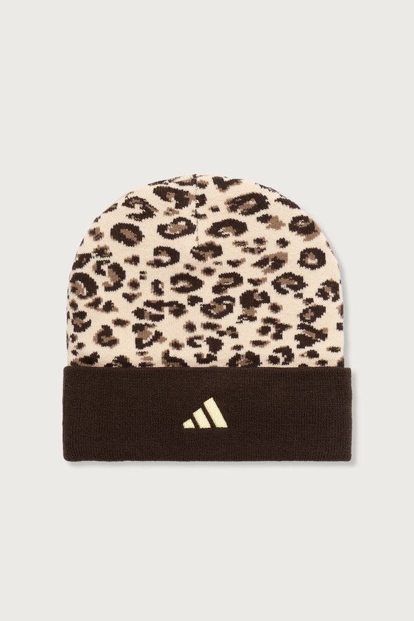 Шапка adidas beanie Leopard Pack колір коричневий