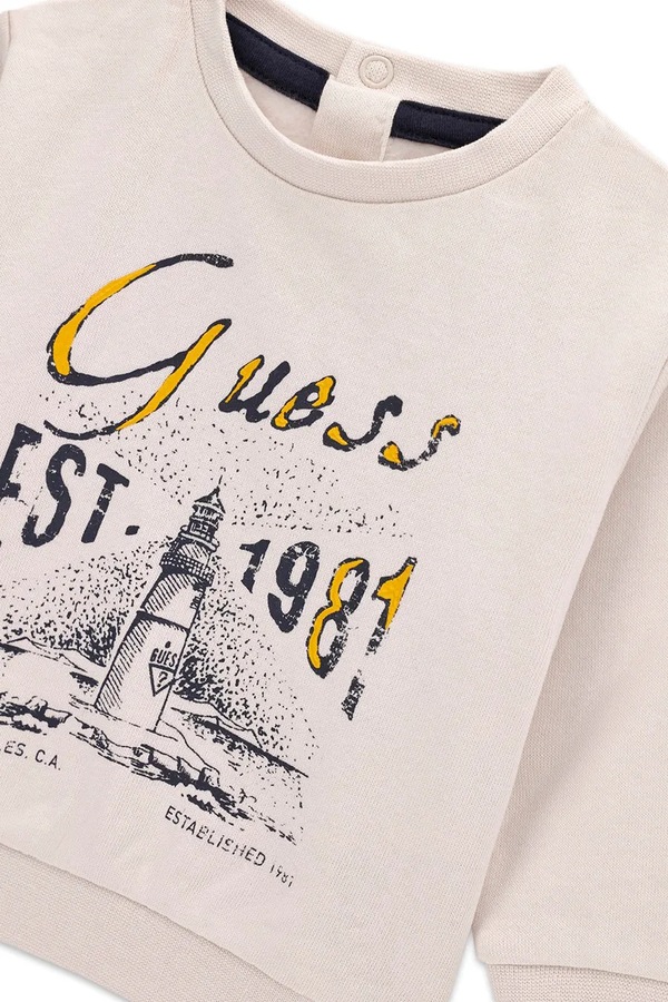 Трикотажний комплект для немовлят бавовняний Guess колір бежевий фото 4