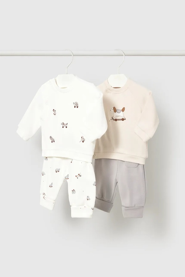Трикотажный комплект для младенцев хлопковый с эластаном Mayoral Newborn цвет бежевый