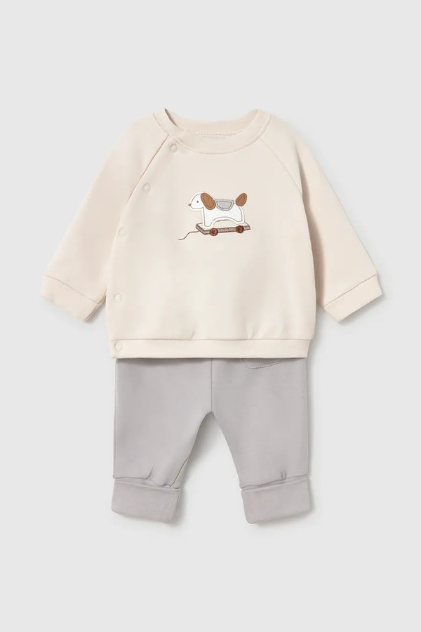 Трикотажный комплект для младенцев хлопковый с эластаном Mayoral Newborn цвет бежевый