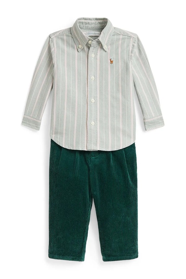 Комплект дитячий бавовняний Polo Ralph Lauren колір зелений фото 2