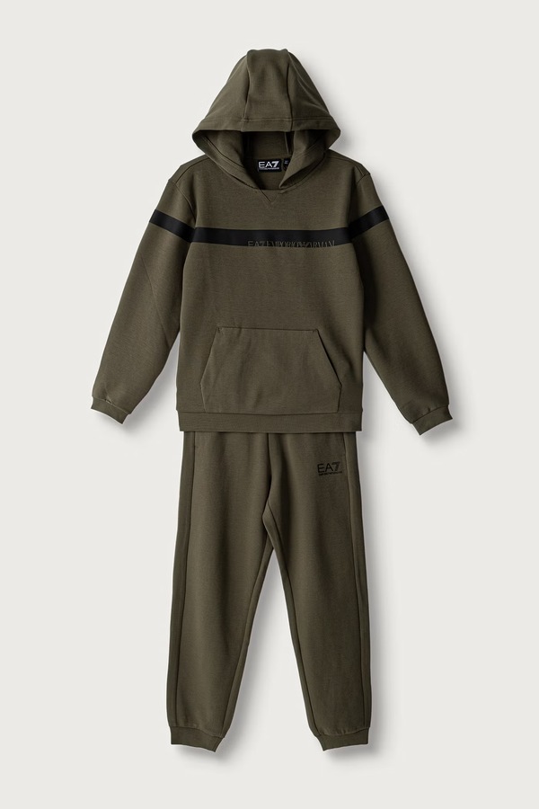 Трикотажний комплект дитячий з бавовною EA7 Emporio Armani колір зелений
