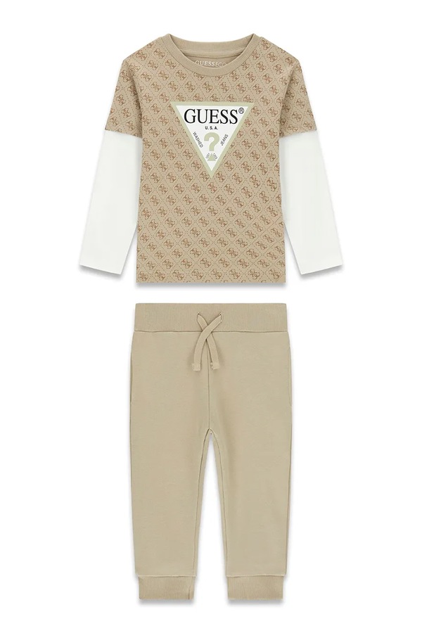 Комплект дитячий бавовняний Guess колір бежевий