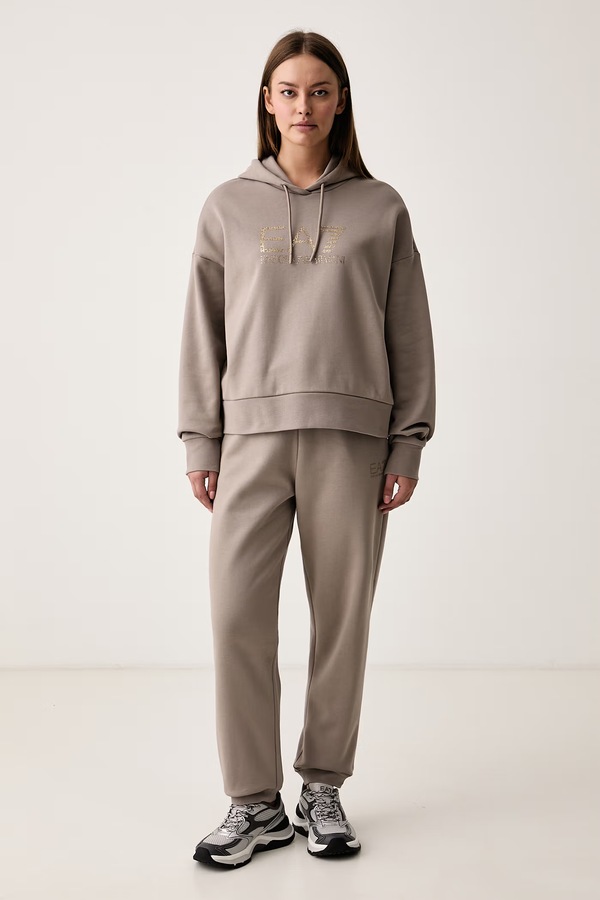 Трикотажный комплект женский с хлопком EA7 Emporio Armani цвет бежевый