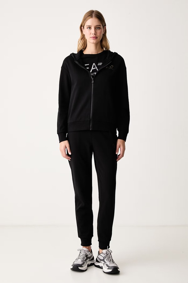 Спортивный костюм женский с хлопком EA7 Emporio Armani цвет черный