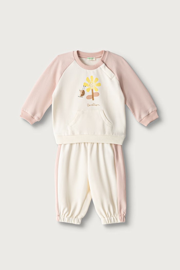 Комплект дитячий з бавовною United Colors of Benetton колір рожевий