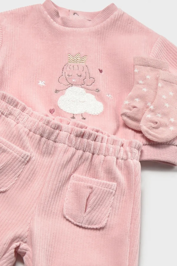 Трикотажный комплект для младенцев вельветовый Mayoral Newborn цвет розовый фото 2