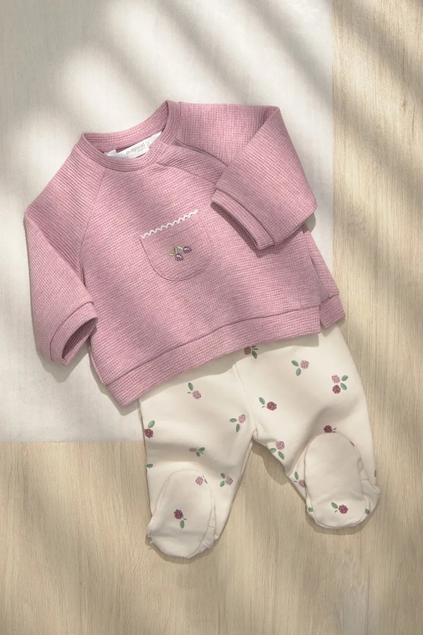 Комплект для немовлят бавовняний з еластаном Mayoral Newborn колір рожевий фото 4