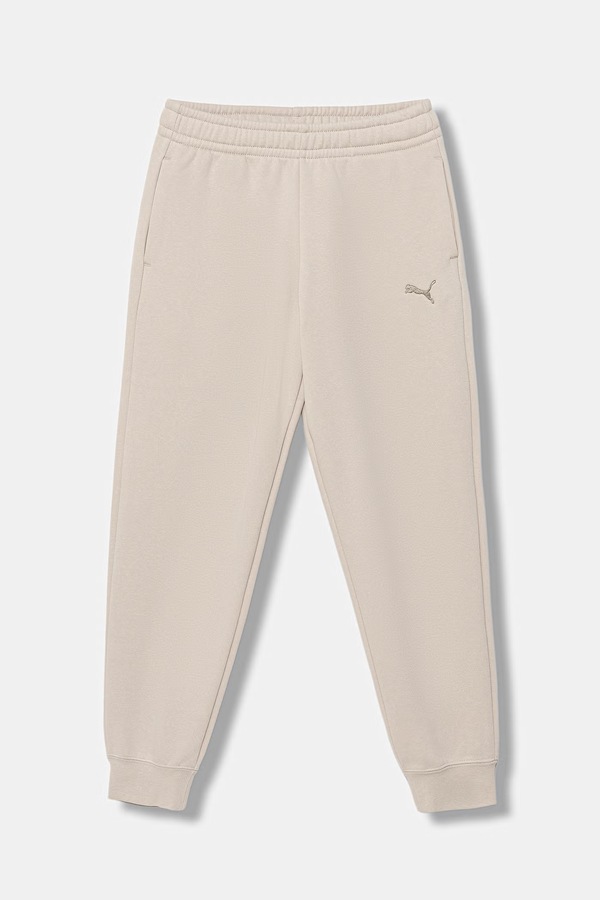 Спортивні штани дитячі бавовняні з еластаном Puma ESS Sweatpants CL FL колір бежевий