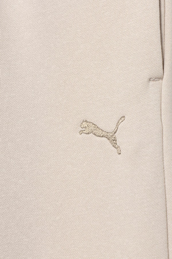 Спортивні штани дитячі бавовняні з еластаном Puma ESS Sweatpants CL FL колір бежевий фото 2