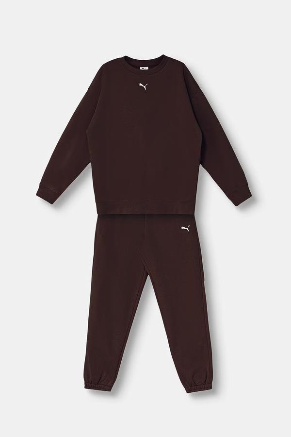 Трикотажний комплект дитячий з бавовною Puma Loungewear Sweat Suit колір коричневий
