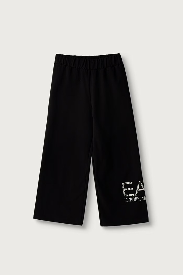 Спортивні штани дитячі бавовняні з еластаном EA7 Emporio Armani колір чорний