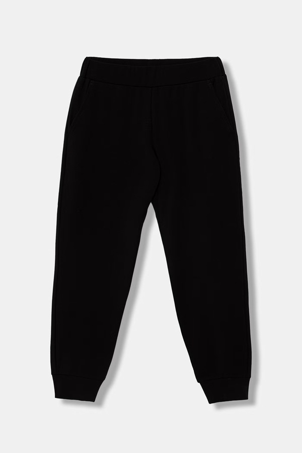 Спортивні штани дитячі бавовняні з еластаном EA7 Emporio Armani колір чорний