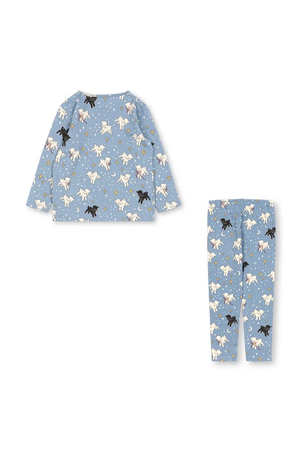 Роздільна піжама дитяча бавовняна з еластаном Konges Sløjd BASIC BLOUSE/PANTS SET GOTS колір блакитний фото 3