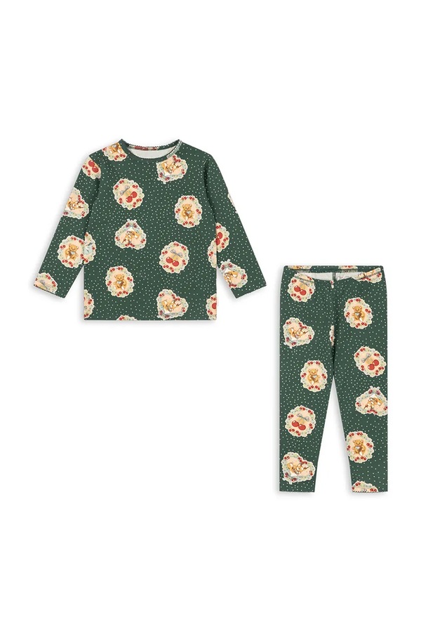 Роздільна піжама дитяча бавовняна з еластаном Konges Sløjd BASIC BLOUSE/PANTS SET GOTS колір зелений фото 2